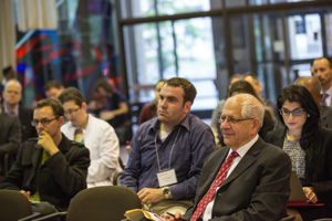 MIGS Director Frank Chalk listens to Senator and MIGS Distinguished Fellow Romé Dallaire give an impassioned lecture. | All photos by Concordia University