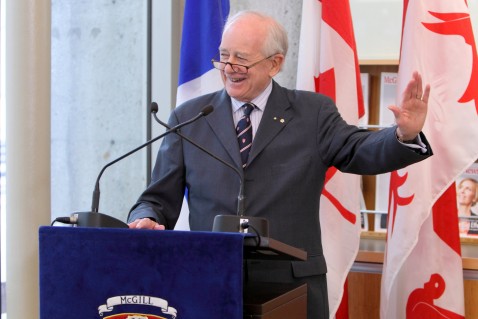 Campaign McGill co-chair Yves Fortier announced the campaign’s final results at a press conference in June. (Photo: Owen Egan)