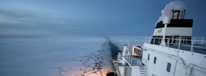 First ship cross the top of the world from Scandinavia to Asia.