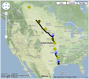 Keystone pipeline map