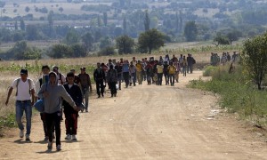 Migrants headed to Serbia