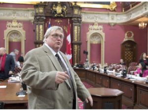 Quebec Health Minister Gaetan Barrette at the opening of a legislature committee on health (Bill 20), Tuesday, February 24, 2015 at the legislature in Quebec City. THE CANADIAN PRESS/Jacques Boissinot