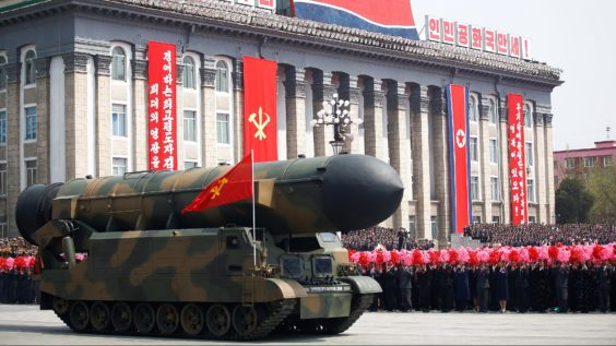 North Korea parade missiles